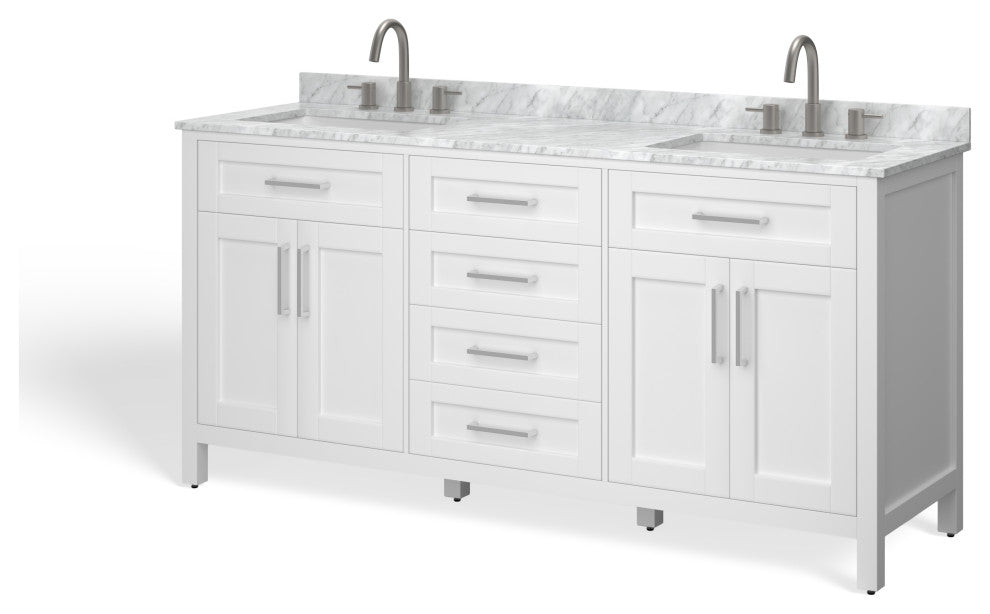 The Oswald Bathroom Vanity, White, 72", Double Sink, Freestanding