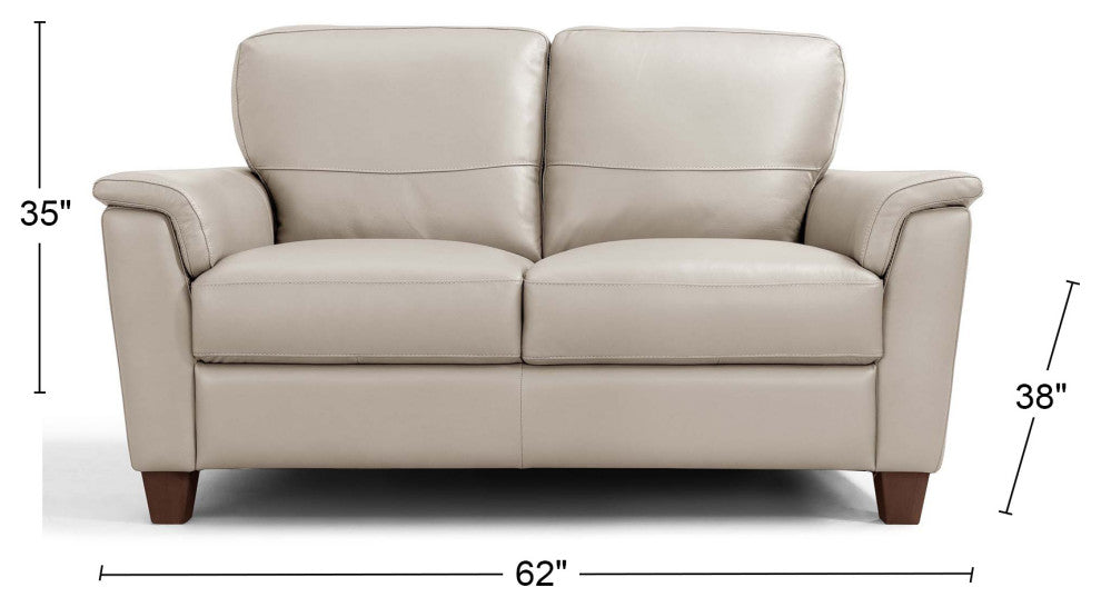 62"L Leather Upholstery Loveseat, Beige