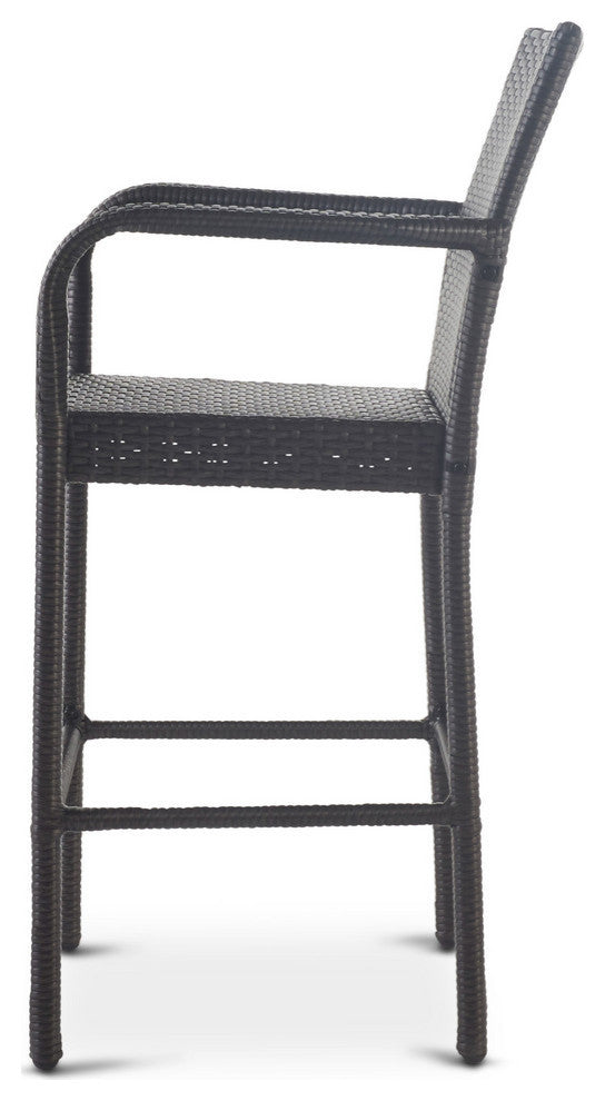 GDF Studio Dunedin Outdoor Gray Wicker Barstools, Set of 2