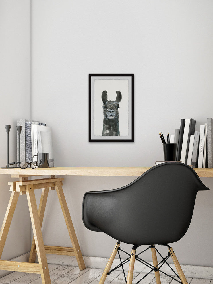 "Older Llama" Framed Painting Print, 16"x24"