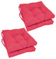 16" Solid Twill Square Tufted Chair Cushions, Set of 4, Bery Berry