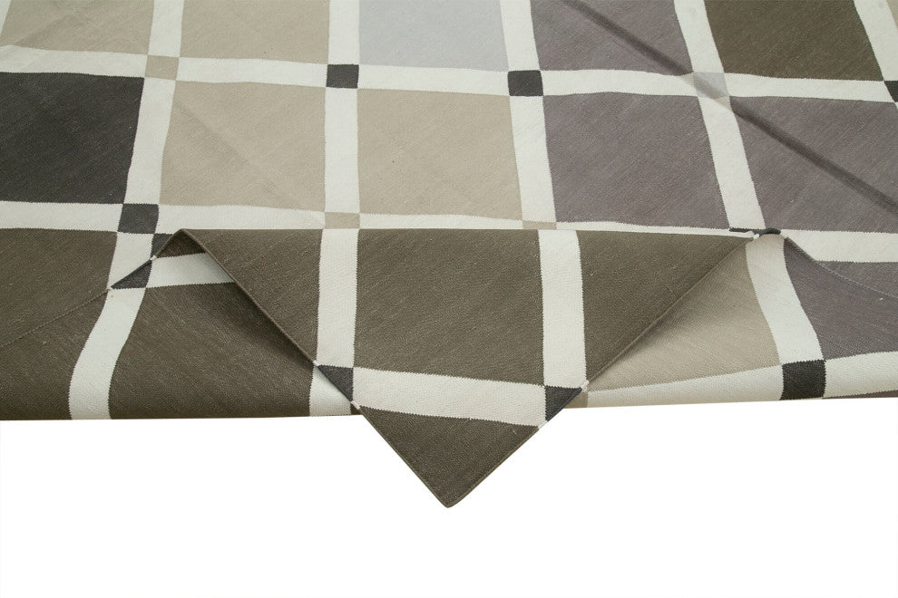 Rug N Carpet - Handmade Wool 7' 10'' x 10' 0'' Modern Design Dhurrie Kilim Rug