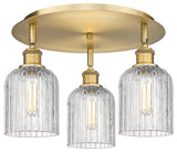 Ballston-Bridal Veil 3-Light 17" Flush Mount, Brushed Brass, Clear