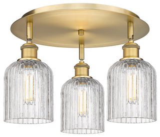 Ballston-Bridal Veil 3-Light 17" Flush Mount, Brushed Brass, Clear