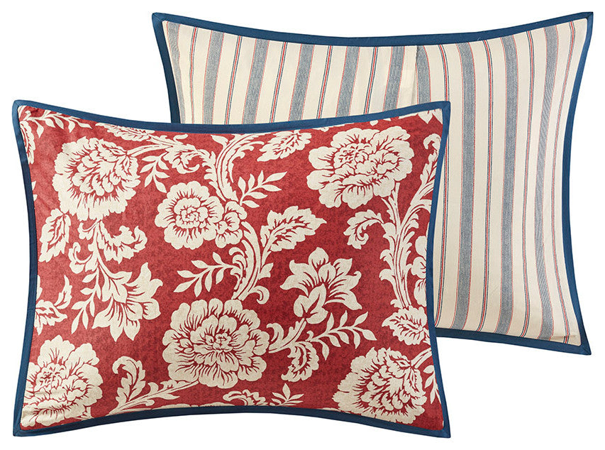 Madison Park Lucy 9 Piece Cotton Twill Reversible Comforter Set in Red