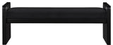 Sonia Upholstered Bench, Black, Velour Fur Fabric, Black Finish