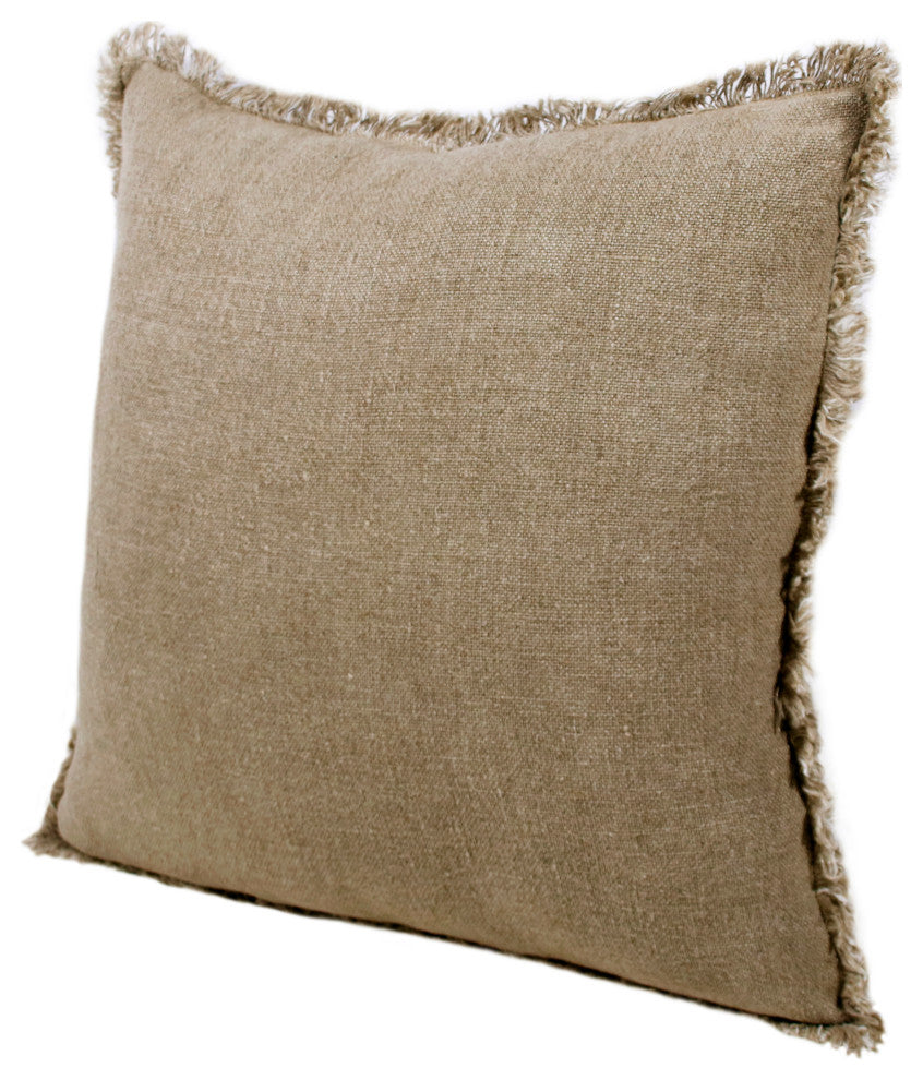 Estate Hand-Woven Ivory Farmhouse Linen Throw Pillow