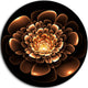 Glittering Brown Yellow Fractal Flower, Floral Disc Metal Wall Art, 36"