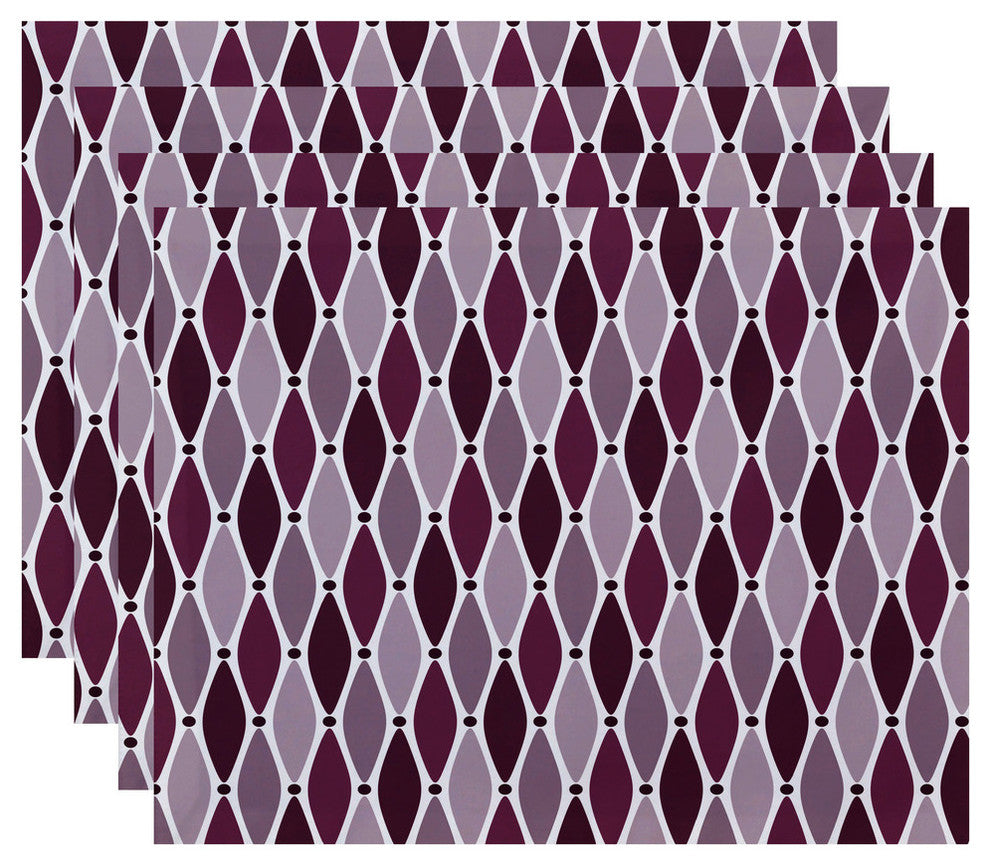 18"x14" Wavy, Geometric Print Placemat, Purple, Set of 4