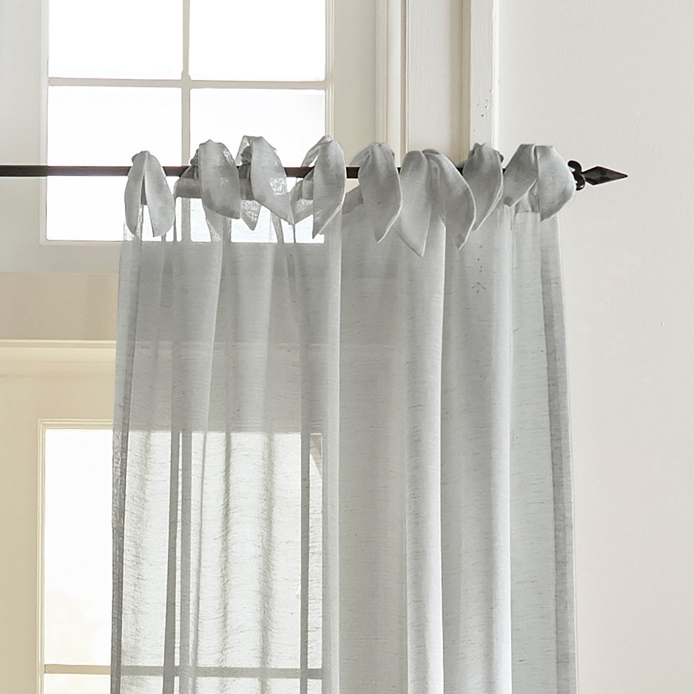 Vienna Tie-Top Sheer Window Curtain, Dusty Blue, 52"x84"