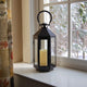Black Hexagon Lantern With LED Candle