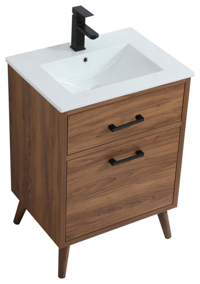 Beatrice 24" Bathroom Vanity, Walnut Brown