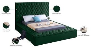 Bliss Velvet Upholstered  Bed, Green, King