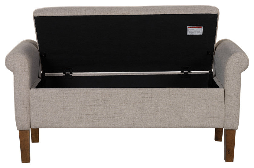 510 Design Aubrey Upholstered Storage Bench, Cream, Bench