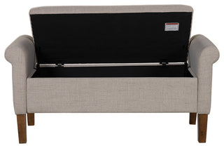 510 Design Aubrey Upholstered Storage Bench, Cream, Bench