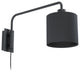 Saiti 1 1-Light Wall Sconce, Matte Black, Black Fabric Shade