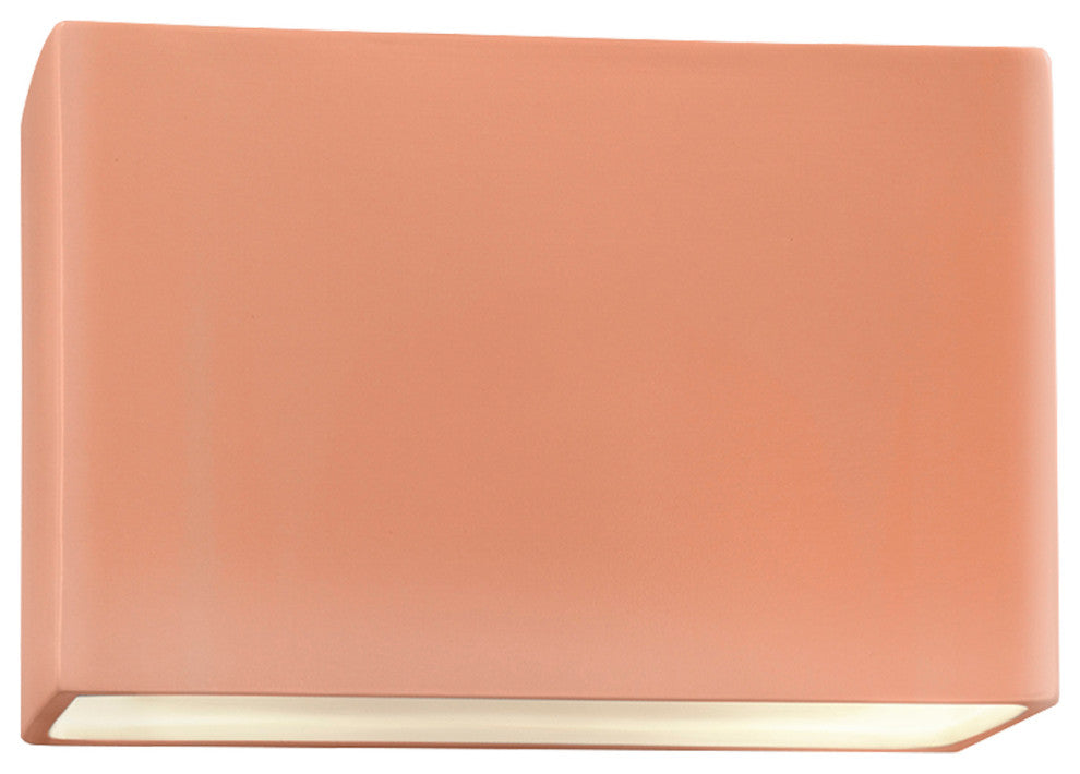 Ambiance Really Big Wide Rectangle Wall Sconce, Open, 16", Gloss Blush, E26