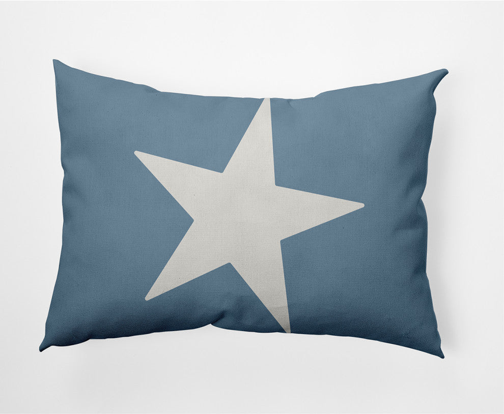 14x20" Big Star Nautical Decorative Indoor Pillow, Dusty Smoke and White