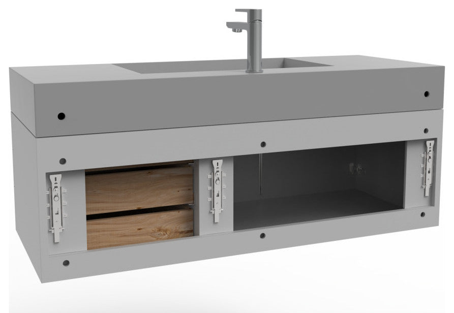 CastelloUSA Amazon 48" Wall Mounted Vanity Set, Gray, Gray Top, Brushed Nickel