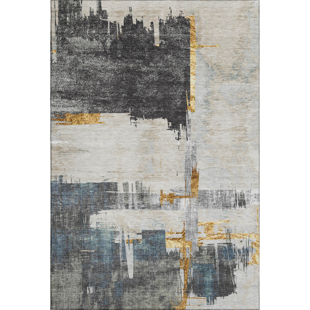 Premium Machine Washable Mayfield AMF624 Charcoal 3' x 5' Rug