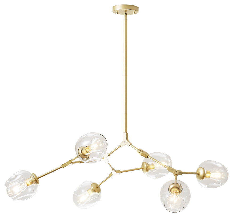 8-Light Adjustable Colorful Glass Shades Chandelier Pendant,Clear Glass Shades, Clear, 6light