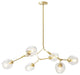 8-Light Adjustable Colorful Glass Shades Chandelier Pendant,Clear Glass Shades, Clear, 6light