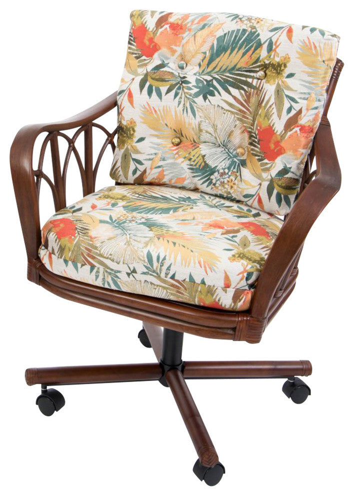 Cuba Tilt Swivel Caster Dining Chair In Sienna With Embree Noir