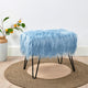 Mongolian Fur Ottoman, Forget Me Not, 19''x13''x17''