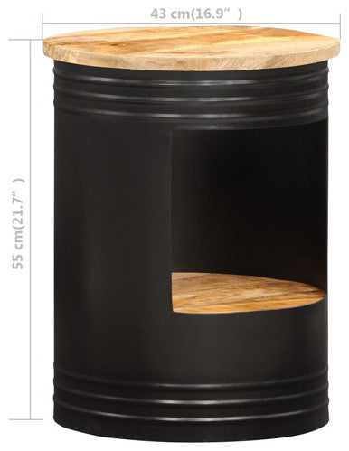 vidaXL Coffee Table Round End Accent Sofa Table with Storage Solid Wood Mango