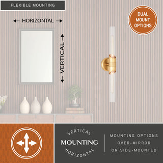 Webster 2 Light Gold Brass Bathroom Vanity Wall Sconce Fixture Clear Glass