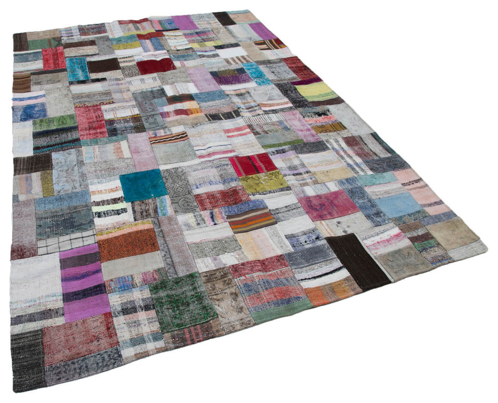 Rug N Carpet - Handmade Turkish 6' 7'' x 9' 8'' Rustic Patchwork Kilim Rug