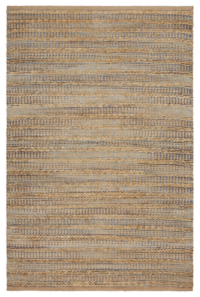 8" x 10" Tan and Navy Braided Jute Area Rug