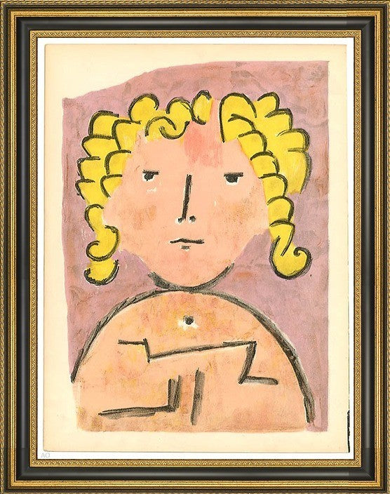 Paul Klee Head of a Child - 21" x 28" Framed Premium Canvas Print