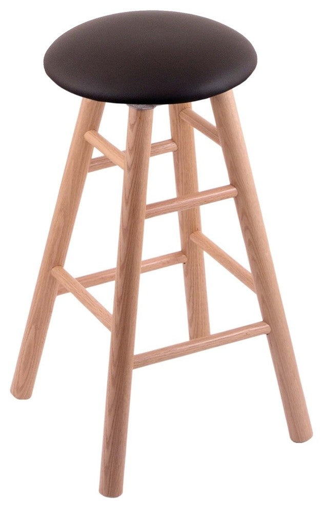 Holland Bar Stool, Oak Round Cushion Bar Stool, Smooth Legs