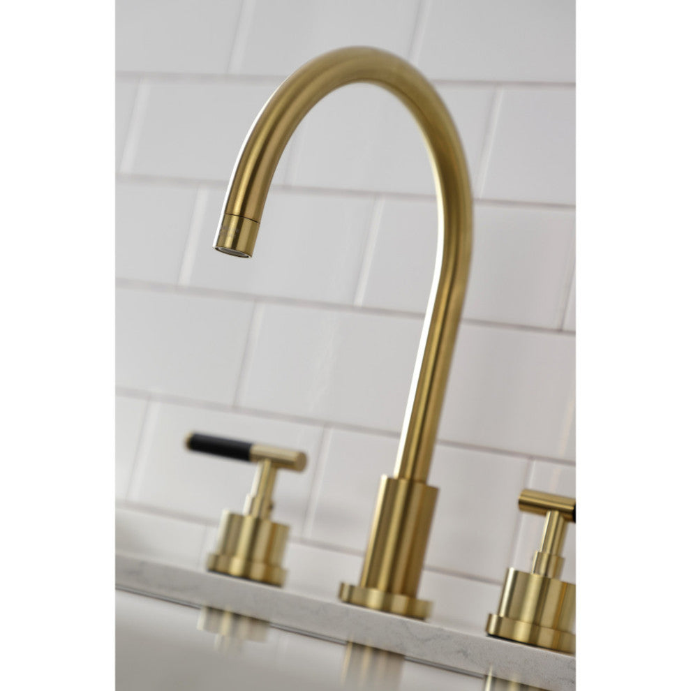 KS8727CKLBS Kaiser Widespread Kitchen Faucet With Brass Sprayer, Brushed Brass