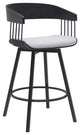 Athena Upholstered Wood Swivel Bar or Counter Stool with Black Metal