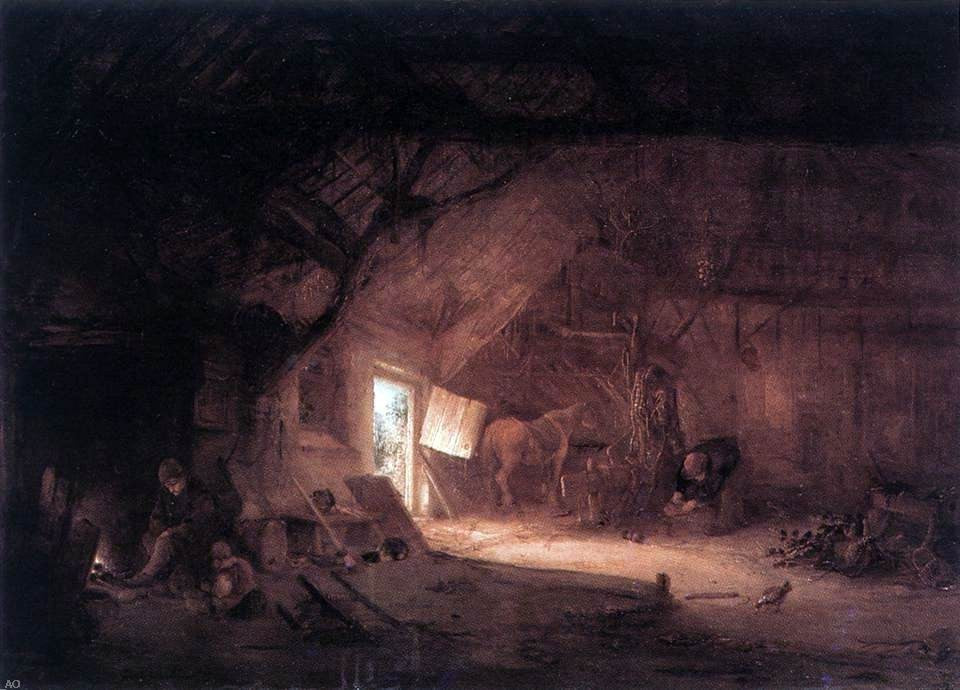 Isaac Van Ostade Farmhouse Interior, 18"x27" Gallery Wrapped Canvas Print