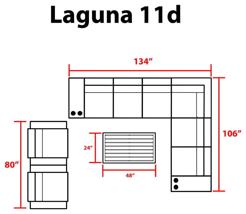 Laguna 11 Piece Outdoor Wicker Patio Furniture Set 11d
