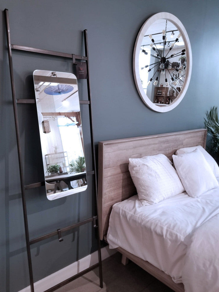 Gia Acacia Wood Panel Bed, Light Brown, King
