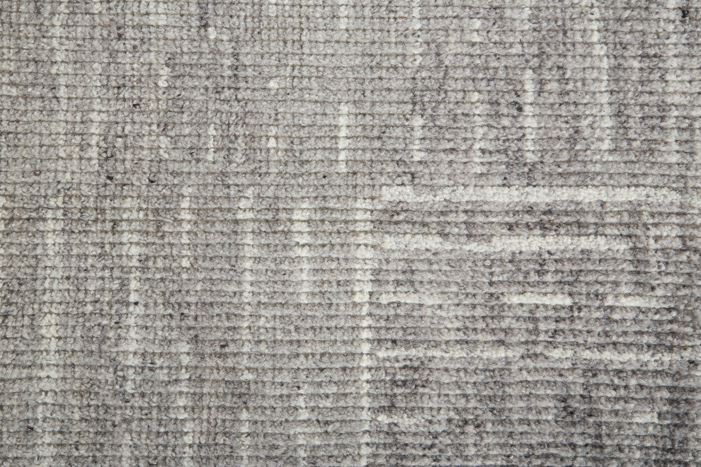 Weave & Wander Rheed Wool Rug, Silver Gray/Ivory, 9ft-6inx13ft-6in Rug