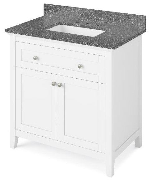 Chatham Traditional 36" White Single Sink Vanity, Boulder Cultured Marble Vanity