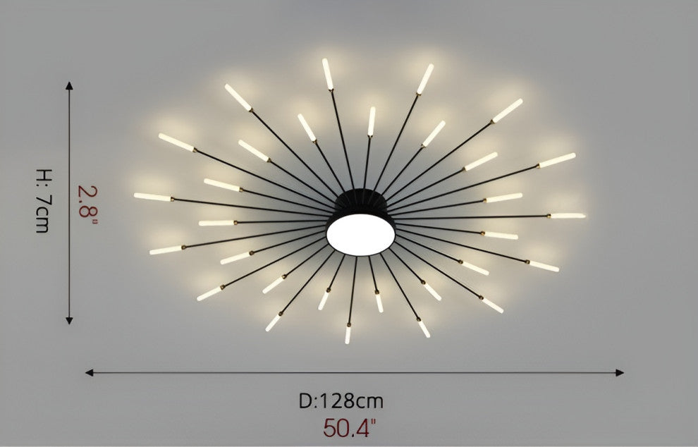 Willisau | Luxury LED Sun Ceiling Light, Black, 30 Heads