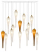 Icicle 14 Blown Glass Chandelier, White, 36", Clear and Honey Glass