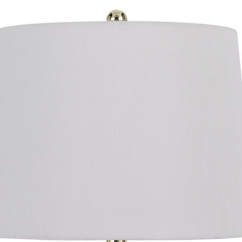 Benzara BM282183 23" Set of 2 Ceramic Table Lamp, Hammered Base, White, Gold