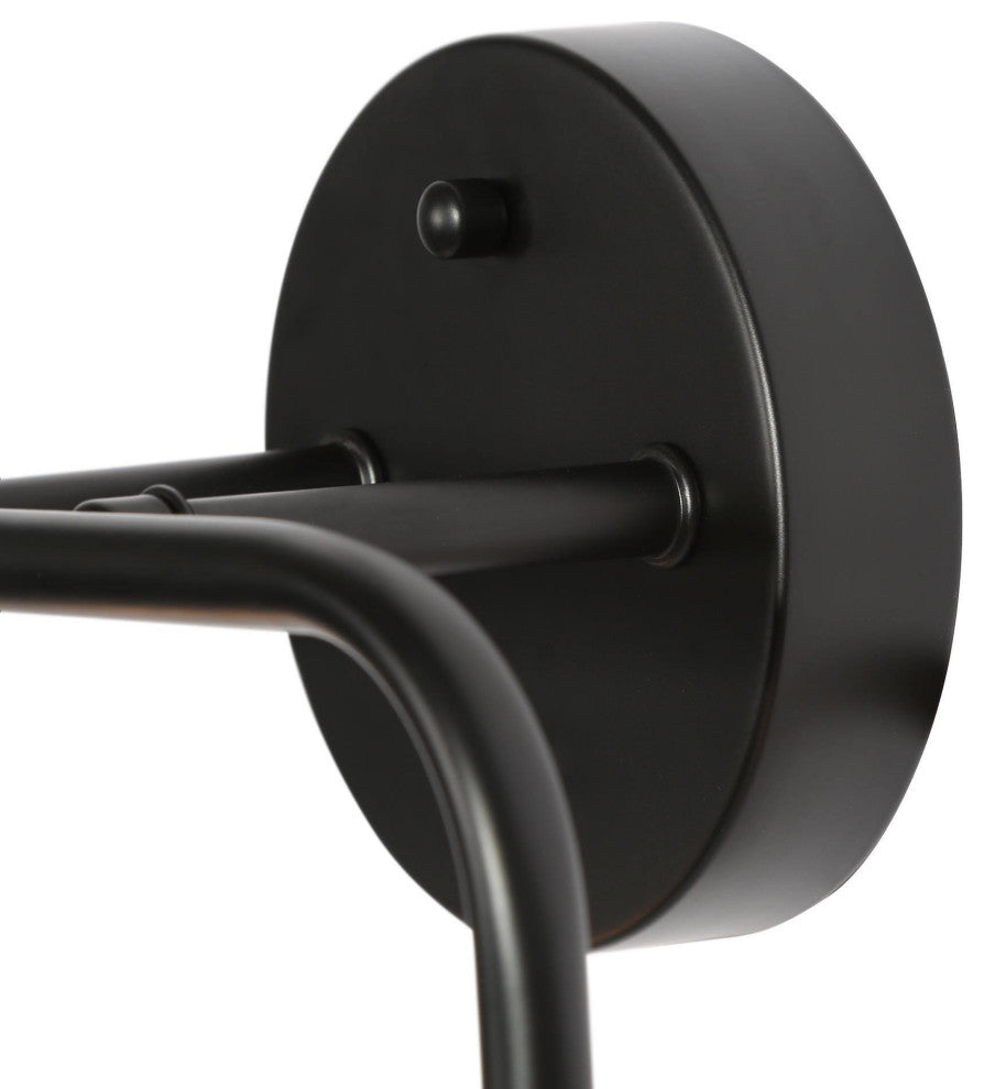 LALUZ 2 Light Matte Black Modern Bathroom Vanity Light with Globe Seeded Glass