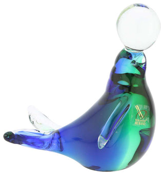 GlassOfVenice Murano Glass Seal - Blue and Green
