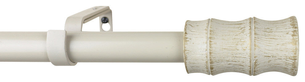 1" Diameter Bamboo Curtain Rod, 48"-84", Gilded French White