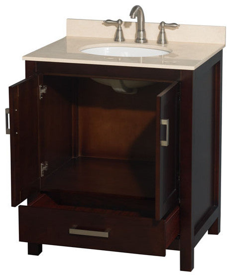 Wyndham WCS141430SESIVUNOMXX Single Vanity in Espresso with Ivory Marble Top
