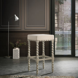 Arezzo 30" Bar Stool, Weathered Gray and Linen