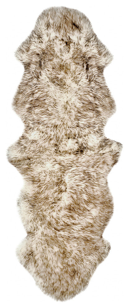 HomeRoots 24" x 72" x 2" Gradient Chocolate Double Sheepskin Area Rug